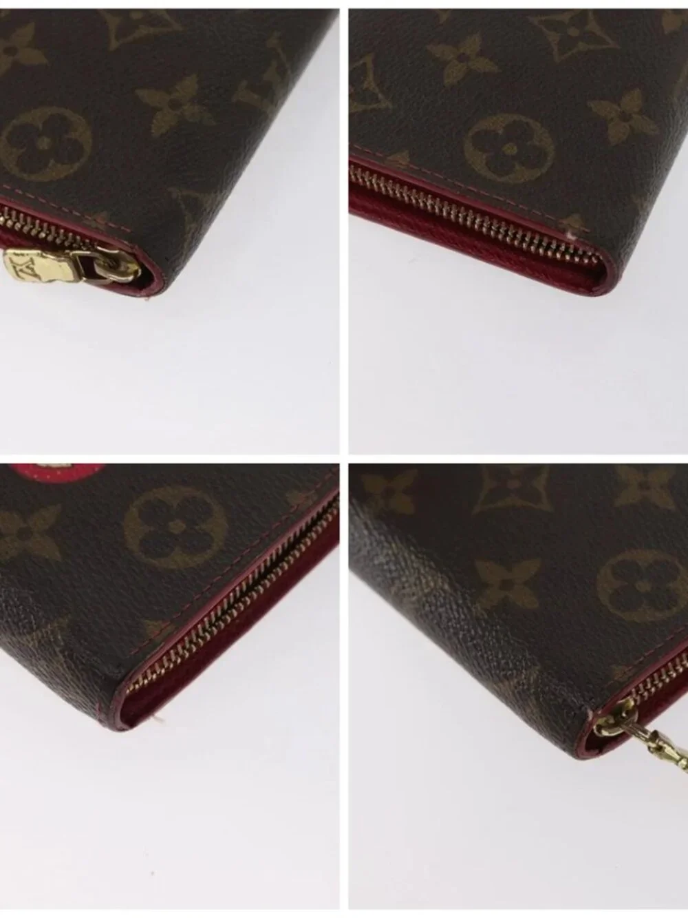 LOUIS VUITTON Monogram Cherry Porte Monnaie Zip Long Wallet M95006 Auth LNZ473